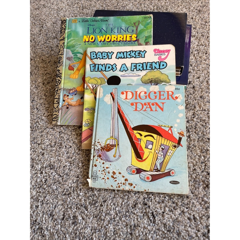 Little Golden Books (Lot of 3) Digger Dan-Mickey-No Worries Vtg